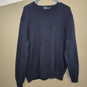 Vintage Polo Ralph Lauren Heavy Knit Crew Neck Sweater Blue Size XL Hong Kong